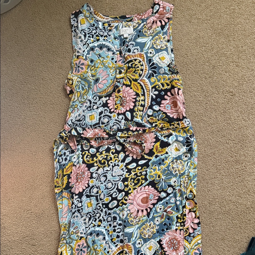 LOFT Multicolor Paisley Midi Dress